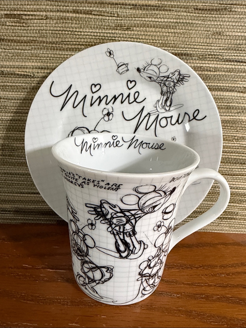 Disney Sketch Book White Ceramic Tea Cup and Saucer Set